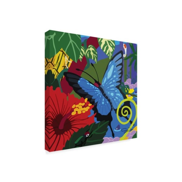 Cindy Wider 'Tropical Blue Butterfly' Canvas Art,14x14